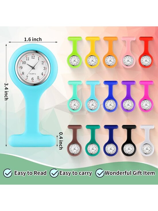 15 Pack Clip-On Nurse Watches | Silicone Fob Stethoscope Watch for Nurses main image 5